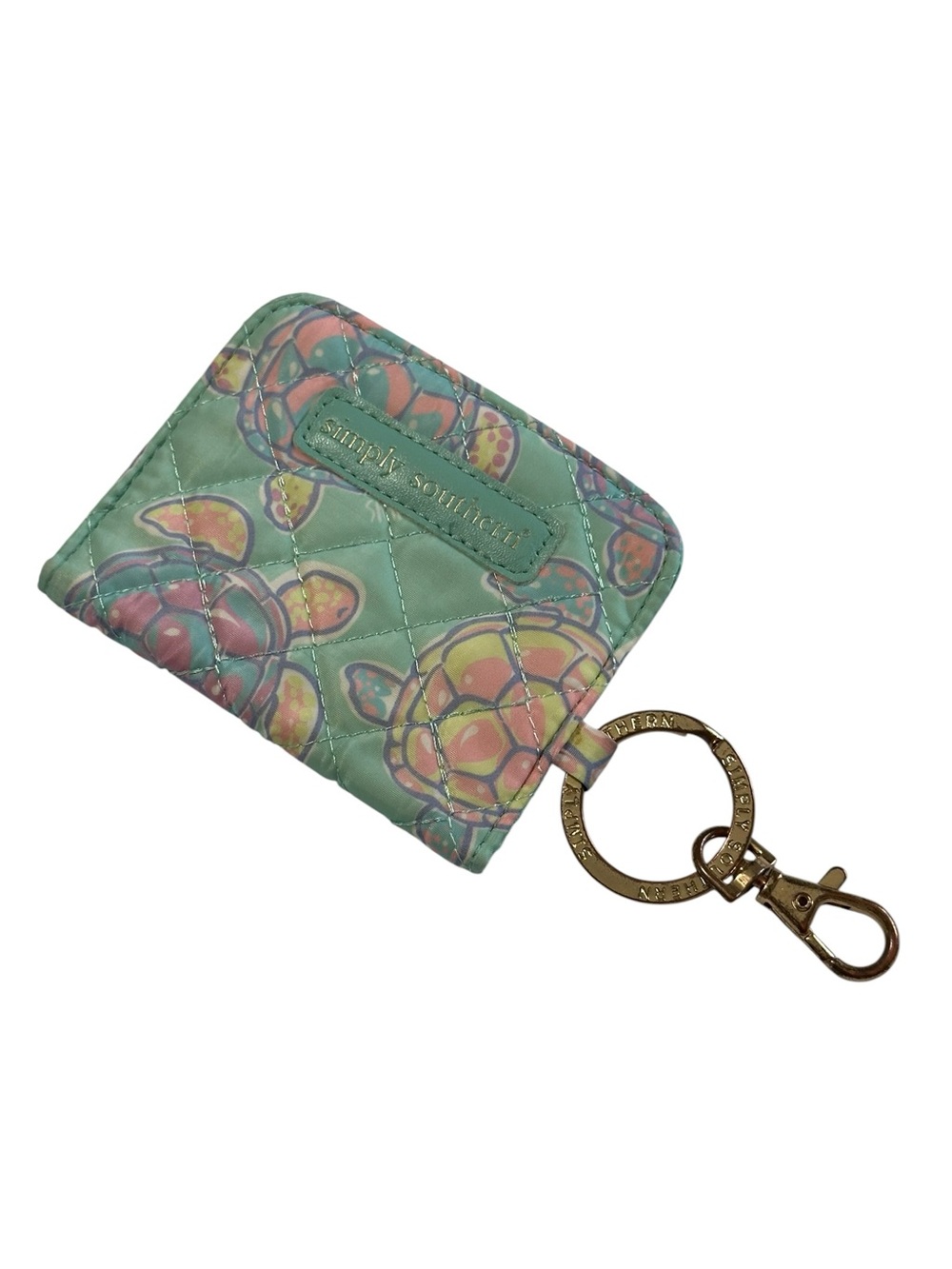 Simply Southern. Seafoam Quilted Card Holder with Pastel Turtle Motif